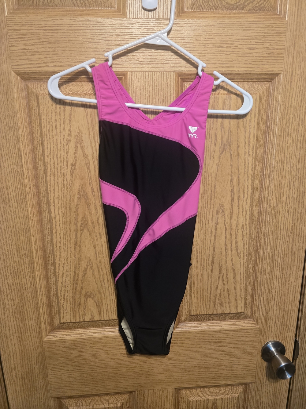 TYR Black and Hot Pink Women's Training One-Piece Swimsuit